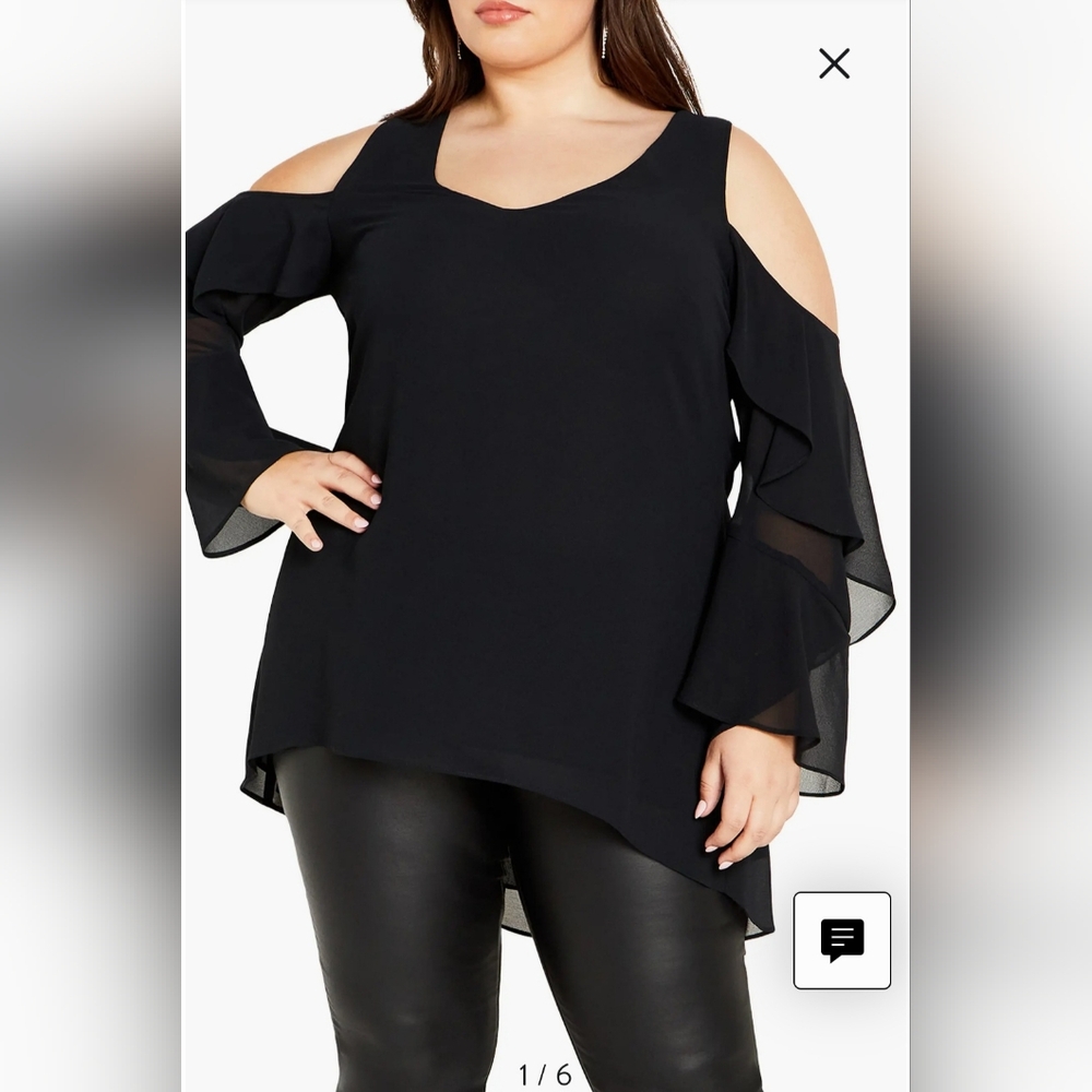 City Chic High Low / Cold Shoulder Blouse